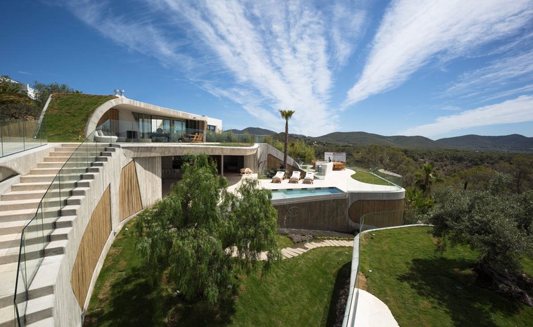 Contemporary private villa set into the landscape in Ibiza
